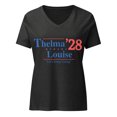 thumbnail image 1 of Thelma & Louise 28 Presidential Election Women’s relaxed v-neck t-shirt (Dark Grey Heather, M), 1 of 4