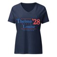 thumbnail image 1 of Thelma & Louise 28 Presidential Election Women’s relaxed v-neck t-shirt (Heather Navy, XL), 1 of 4