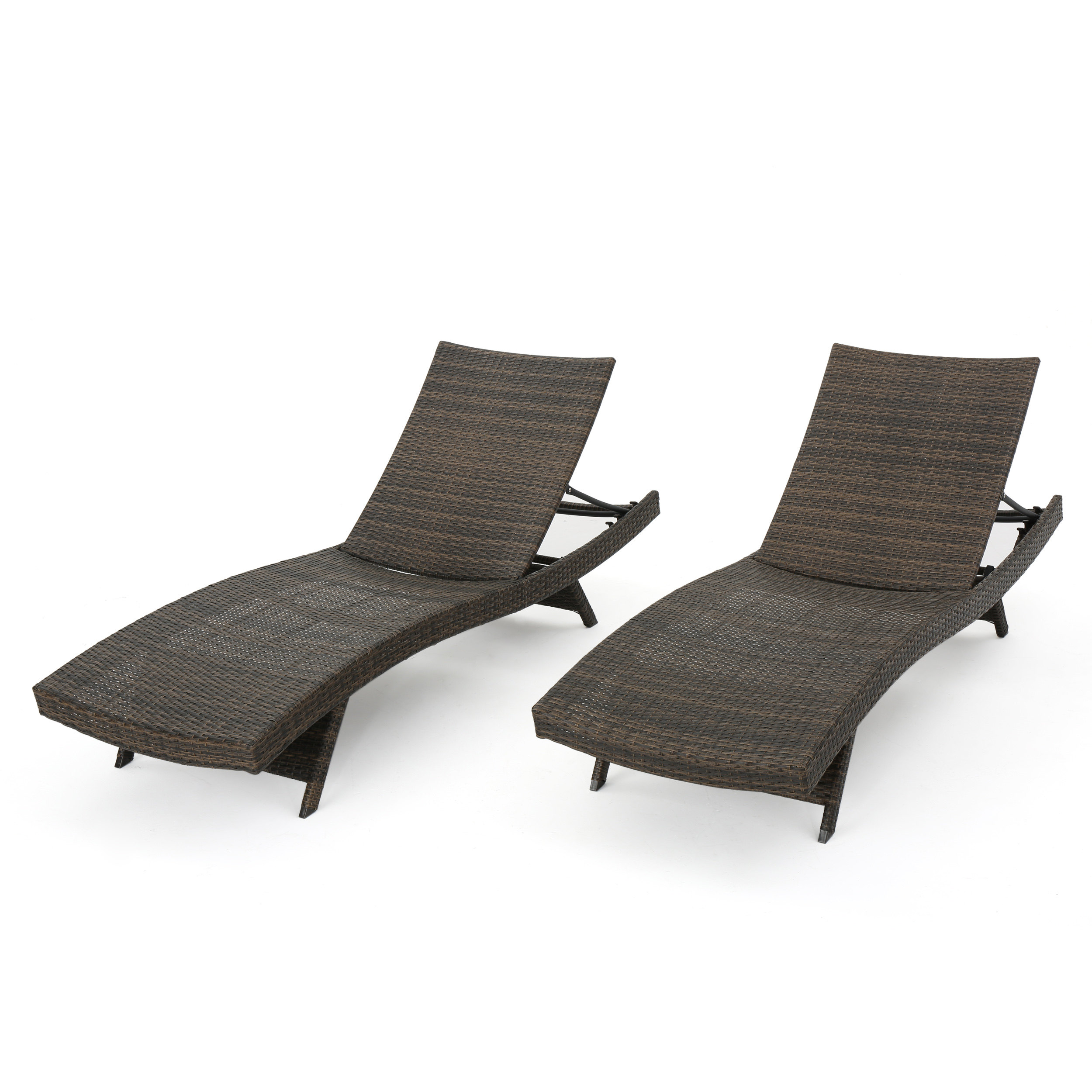 Thelma Outdoor Aluminum Wicker Chaise Lounge, Set of 2, Mixed Mocha - image 1 of 11