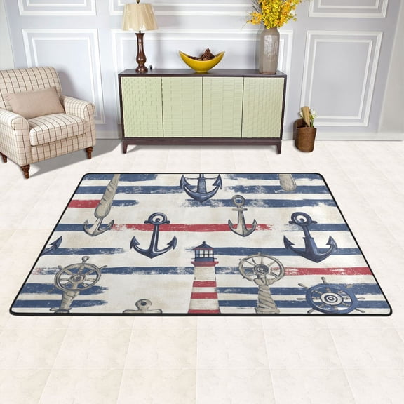 Theme Anchors Area Rug Washable 72 x 48 Floor Carpet Mat Non Slip for Bedroom Living Room Kids Room Home Decor