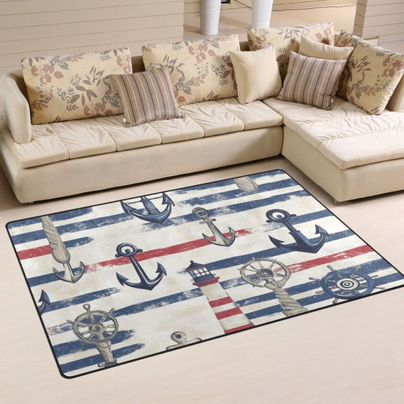 Theme Anchors Area Rug Washable Floor Carpet Mat 60 x 39 inch for Bedroom Living Room Kids Room Home Decor