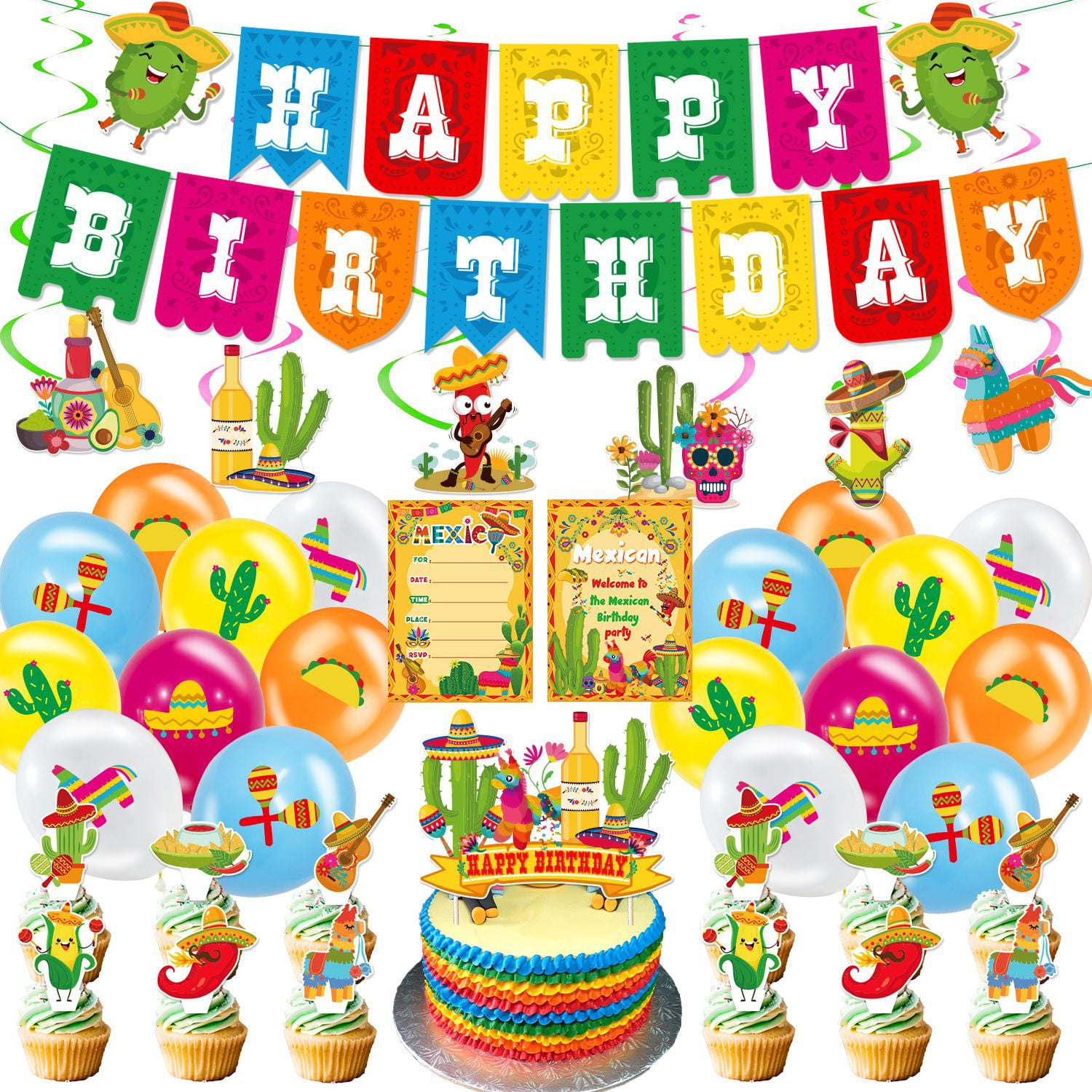 Theme Birthday Party Layout Latex Balloon Cake Card Insert Spiral