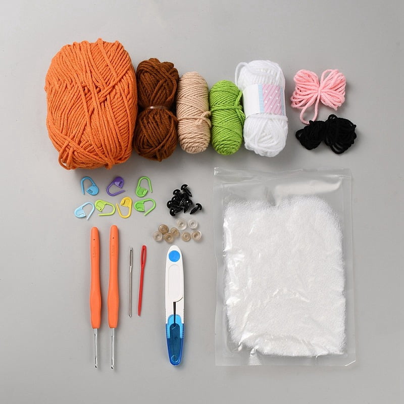 Theme DIY Pumpkin Knitting Kits for Beginners with Thread & Needle Fiber Fillers Instruction Mixed Color 20x14x1.2cm