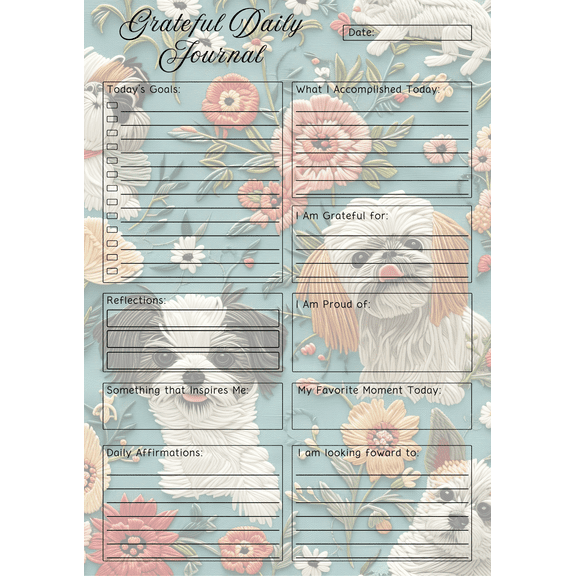 Theme Grateful Daily Journal Notepad. Dog Theme. 3-pack.