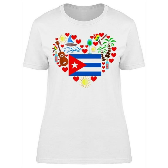 Theme Of Cuba Heart T-Shirt Women -Image by Shutterstock, Female 3X-Large