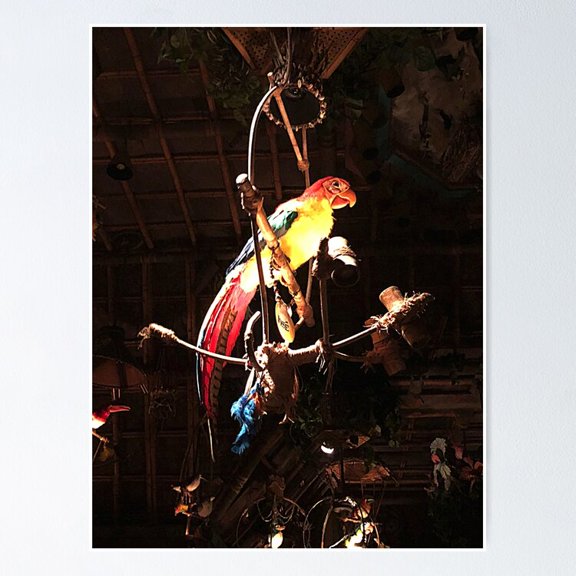 Theme Park Enchanted Tiki Room Singing Parrot Mascot Art Wall Art Kids Room Decor, Unframed Poster