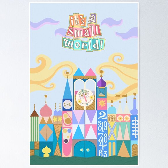 Theme Park Fantasy Small World Children Ride Boats Whimsical Graphic Wall Art, Unframed Poster