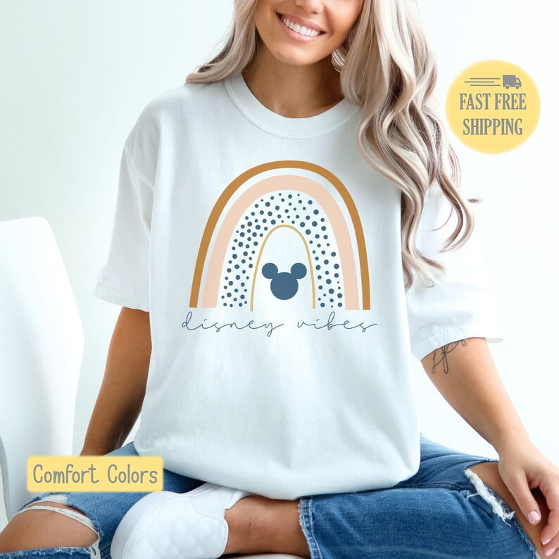 Theme Park Rainbow Cute Matching Disney Tees Disneyland Disney World Boho Disney Vintage Mickey Disney Rainbow Shirt Disney Sweatshirt Walmart