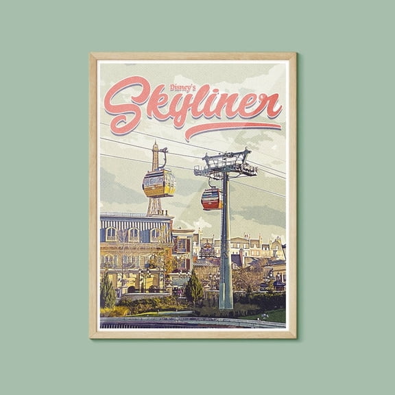 Theme Park Skyliner Resort Travel Inspired Wall Art, Unframed Paper Poster 8x10in