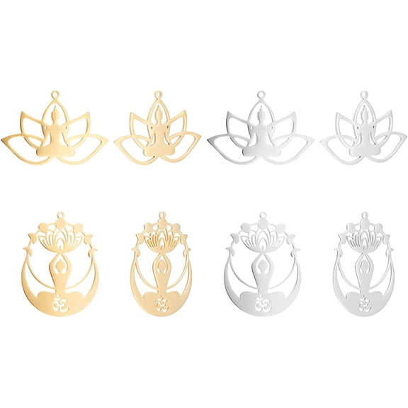 Theme Pendants Stainless Steel and Lotus Hollow Charms Theme Laser Cut Pendants for DIY Jewelry MakingMixed Color
