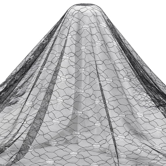 Theme Polyester Lace Fabric Pattern Black 1630x0.1mm