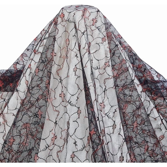 Theme Polyester Mesh Fabric for Wedding Dress Garment Accessories Pattern FireBrick 1740x0.1mm for DIY
