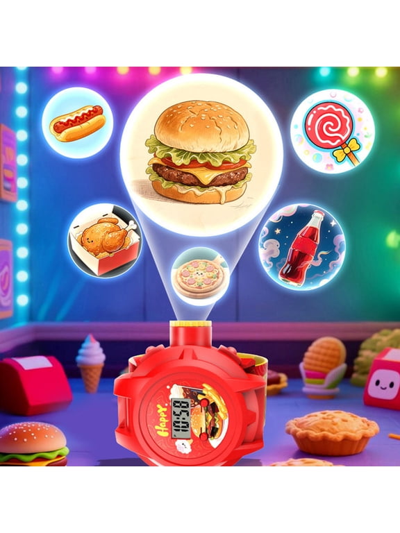 Theme Projection Digital Watch Luminous Wristwatch Toy, 24 Images Time Display Wristband Accessory For Holiday Party Favor