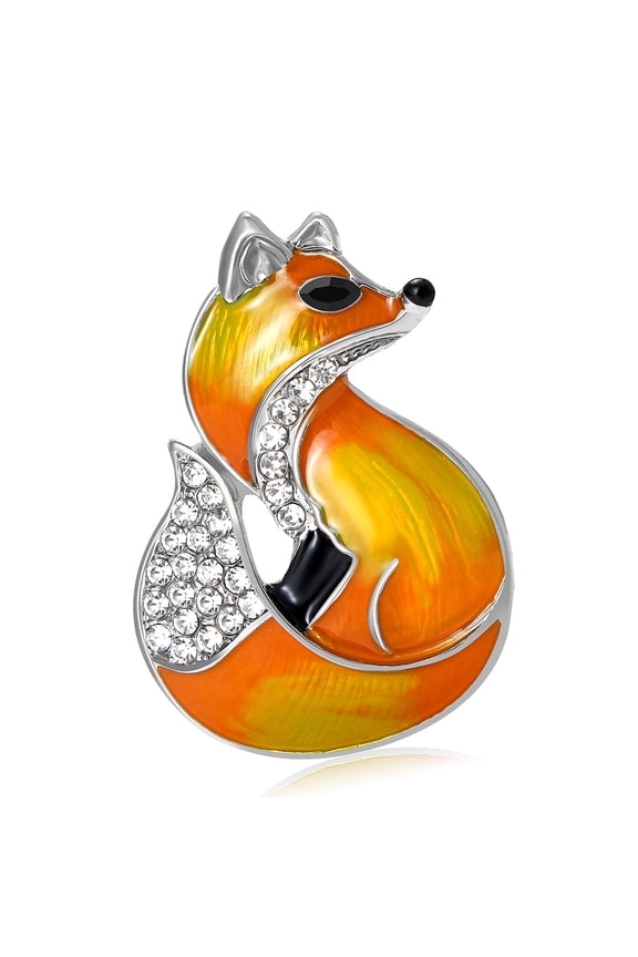 Theme Rhinestones Brooch Drip Oil Foxes Design Women Accessory For Banquet Parties And Collections