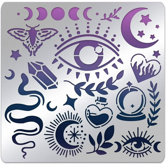 Theme Stencils 6x6 Inch The Devil's Eye Snake Moon Stainless Steel Stencil