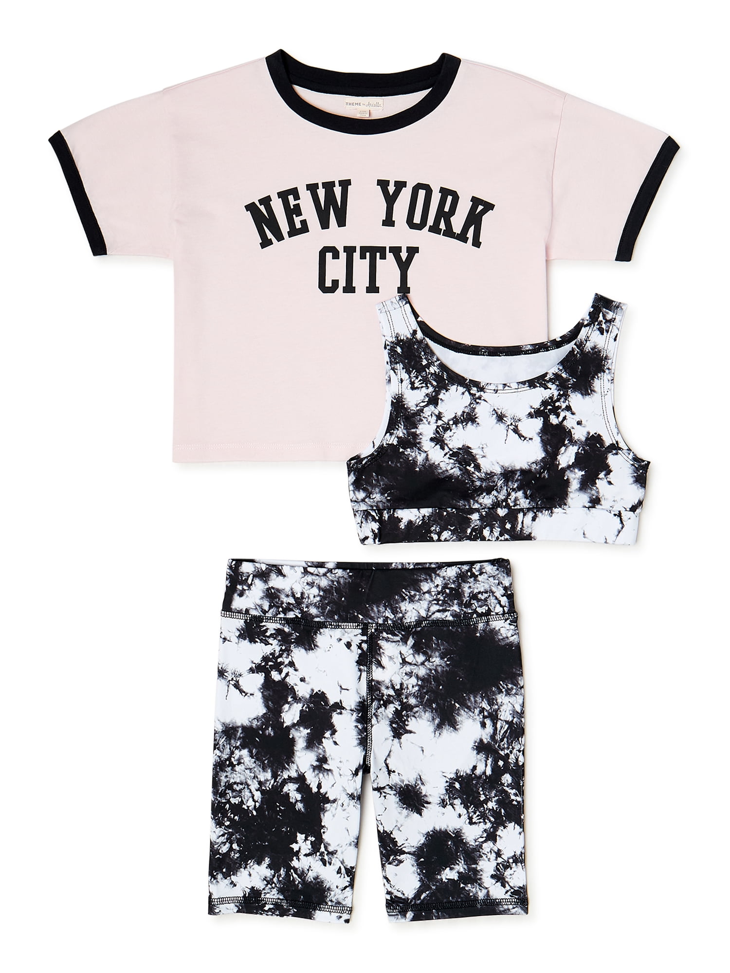 Theme by Ariella Girls New York Active Shorts Set, 3-Piece, Sizes 7-16