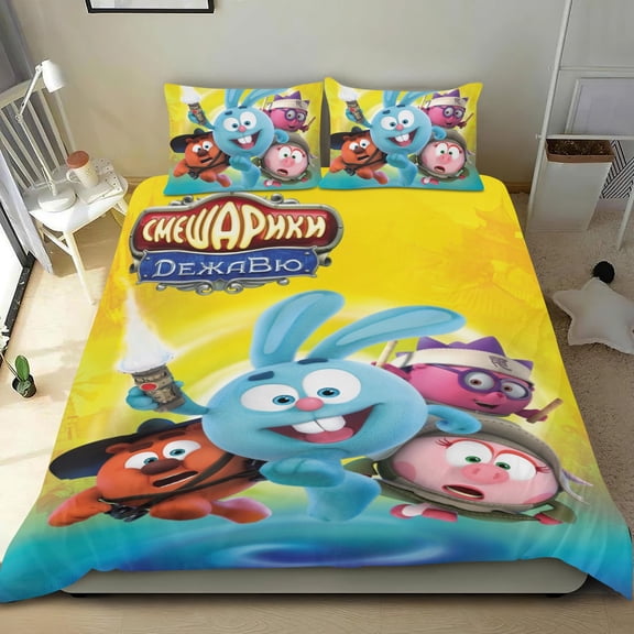 Смешарики Themed Bed Sheet Set Three Piece Set 36x75 Inches Comfortable And Skin Friendly Unique Design Creating A Star Studded Night Home Decor Gifts For Family Friends fans