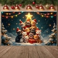 thumbnail image 1 of Themed Christmas Banner Santa Hat Design Xmas Party Display Christmas Tree Element Star Decor Holiday Backdrop for Christmas Party Xmas Celebration Holiday Decoration, 1 of 9