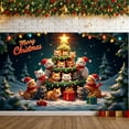 thumbnail image 1 of Themed Christmas Banner Santa Hat Design Xmas Party Display Christmas Tree Element Star Decor Holiday Backdrop for Christmas Party Xmas Celebration Holiday Decoration, 1 of 9