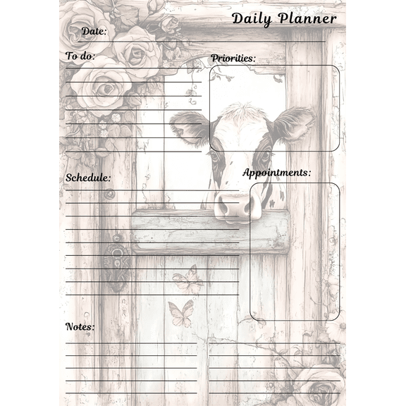 Themed Daily Planner Notepad. Farm Theme. 3-pack.