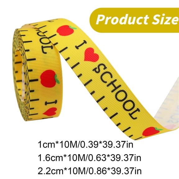 Themed Grosgrain Ribbon Ruler School Bus Apple ABC Pencil Backpack Books Chalkboard Printed Craft Ribbons for Teacher Appreciation,Wreath,Gift Wrapping, #A