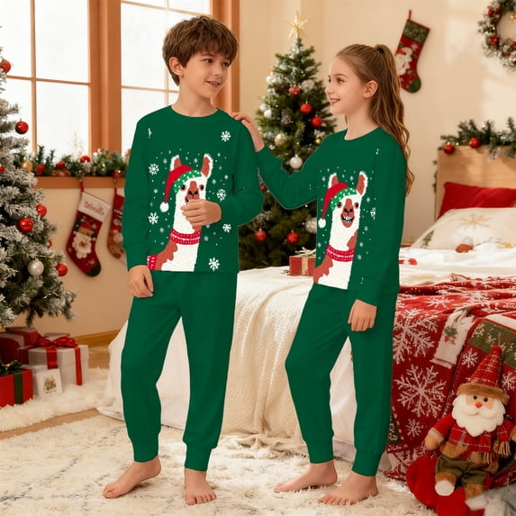 Themed Kids Pajama Cozy Holiday Print Loungewear For Girls Festive Family Sleepwear Soft Two Piece Outfit