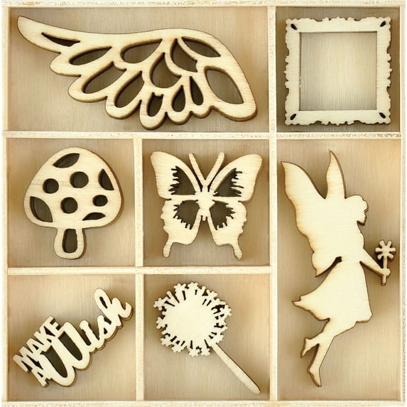 Themed Mini Wooden Flourishes 35/Pkg-Make A Wish