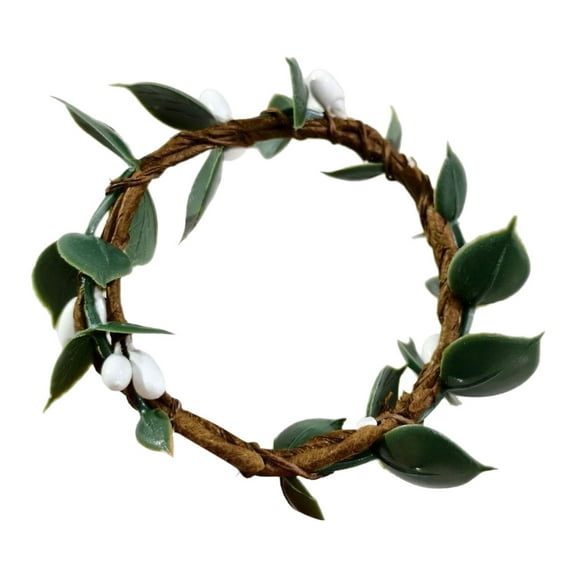 Themed Napkin Ring Holder with White Berry Elegant Wreath for Home Indoor Outdoor Hanging Decorative Floral Arrangements