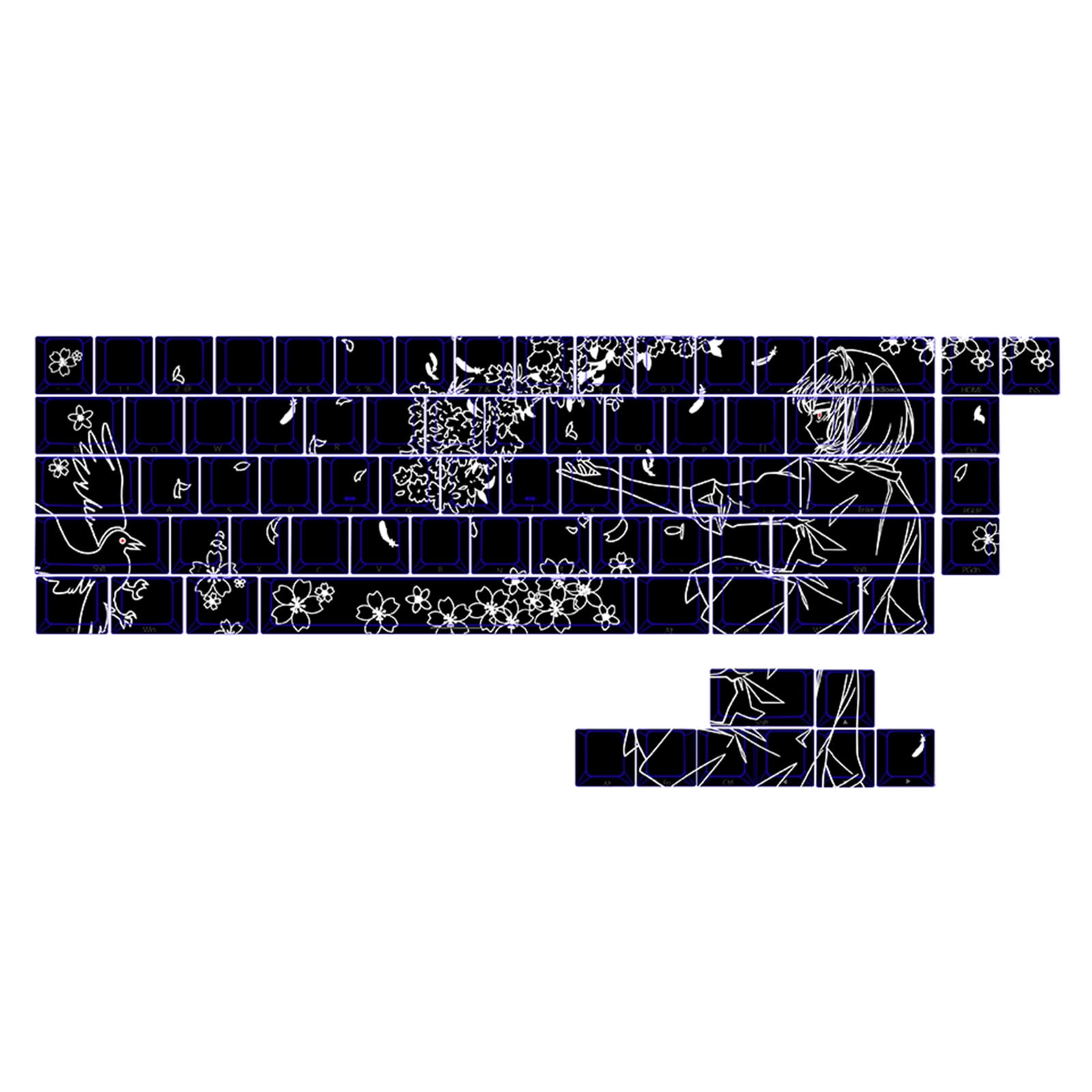 Themed Side Printed Translucent Keycaps 74/140Key Original Height Compatible Mechanical Keyboards