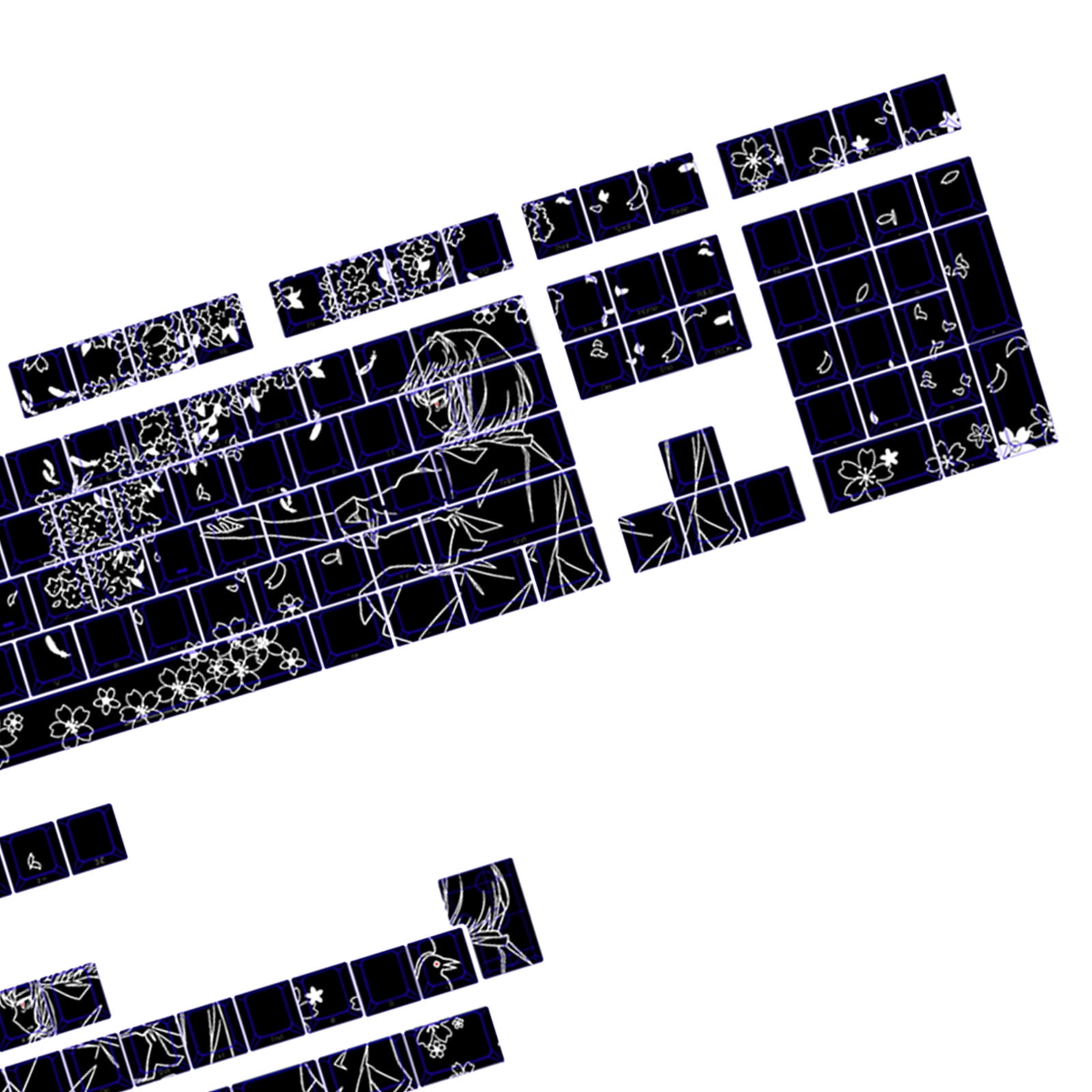 Themed Side Printed Translucent Keycaps 74/140Key Original Height Compatible Mechanical Keyboards