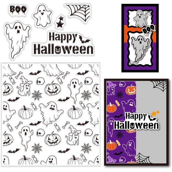 Themed Silicone Clear Stamps Pumpkin Spooky Divination Reusable Rubber Transparent Seals