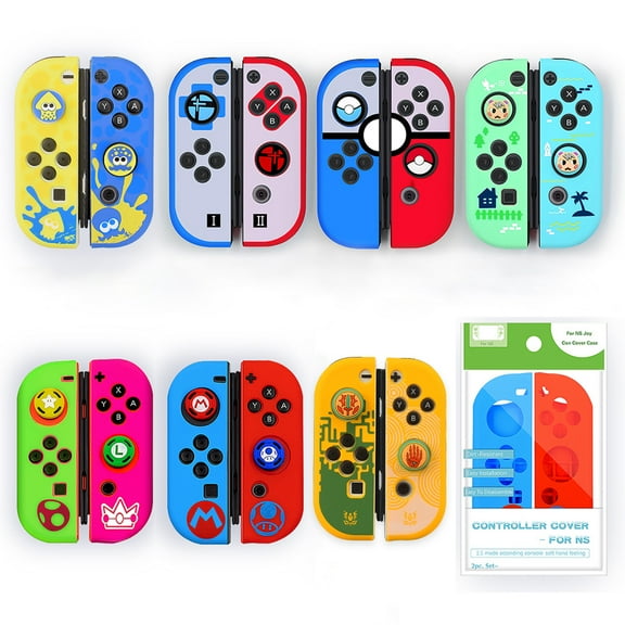 Themed Silicone Protective Cover Case for Nintendo Switch Joy-Con (Multiple Game Designs)