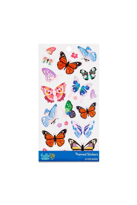 Multicolor Butterfly Themed Stickers, 21 Count