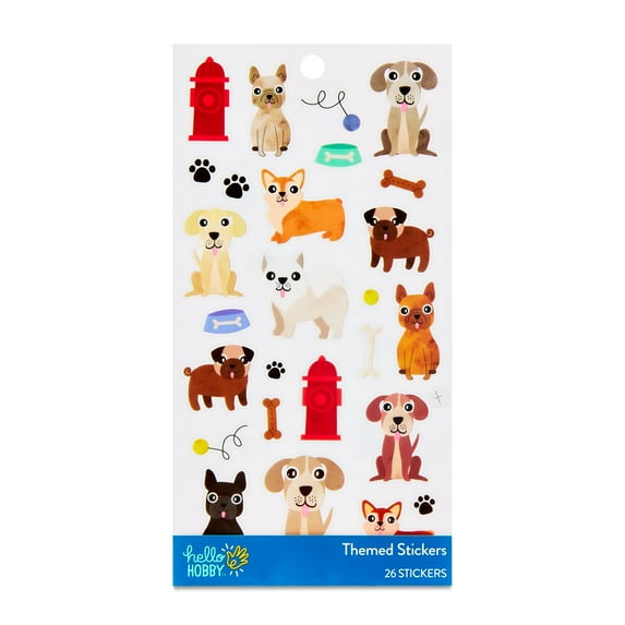 Hello Hobby Multicolor Dogs Themed Stickers, Dog Icons, 26 Count