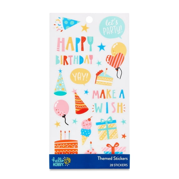 Hello Hobby Multicolor Happy Birthday Themed Stickers Pack 28 Count For hello-hobby-multicolor-happy-birthday-themed-stickers-pack-28-count-for