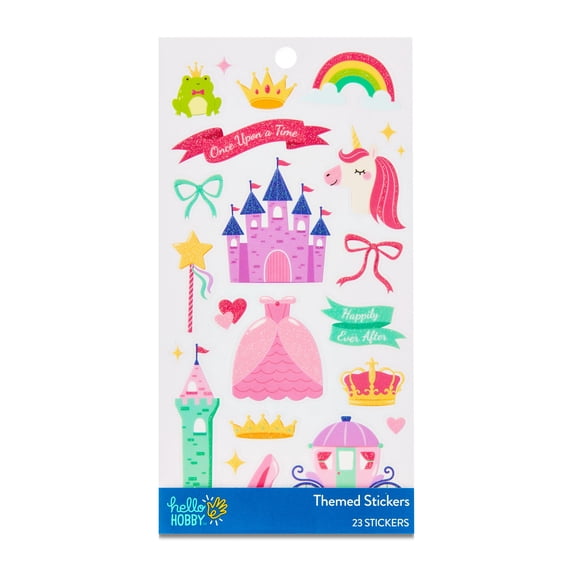 Hello Hobby Multicolor Glitter Princess Themed Stickers, 23 Count for ...