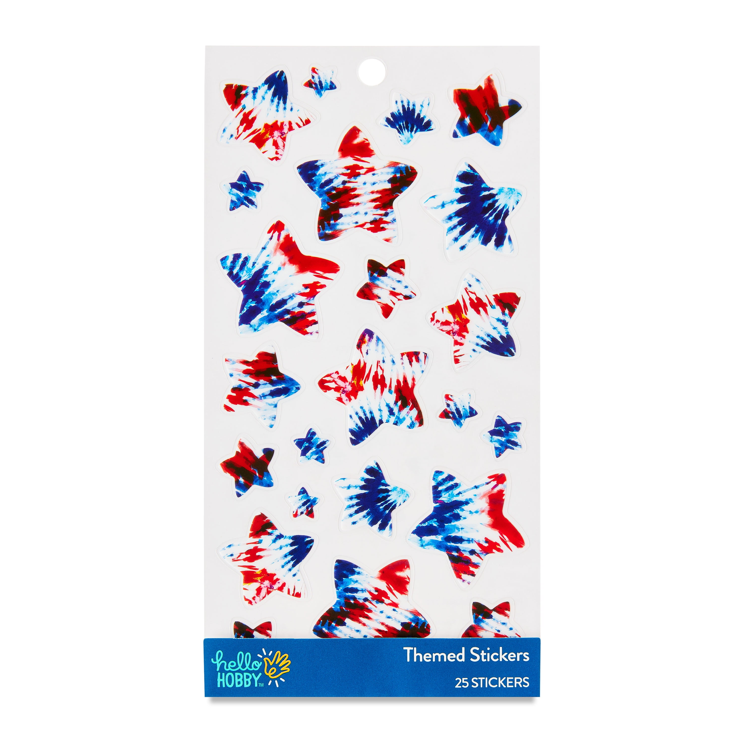 Hello Hobby Red, White & Blue Star Stickers, Multicolor, Star Icons, 25 Count