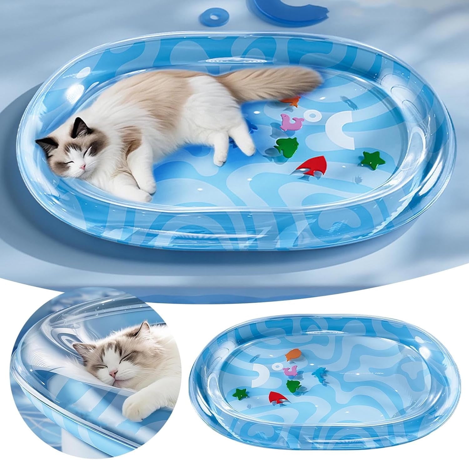 Themed Thickened Water Play Mat, Non-Slip Design with Floating Fish ...