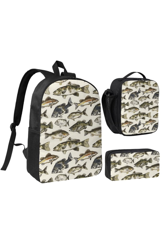Themed Throw Backpack Set 3pc ，Backpack with Lunch Bag and Bag 17 Inch