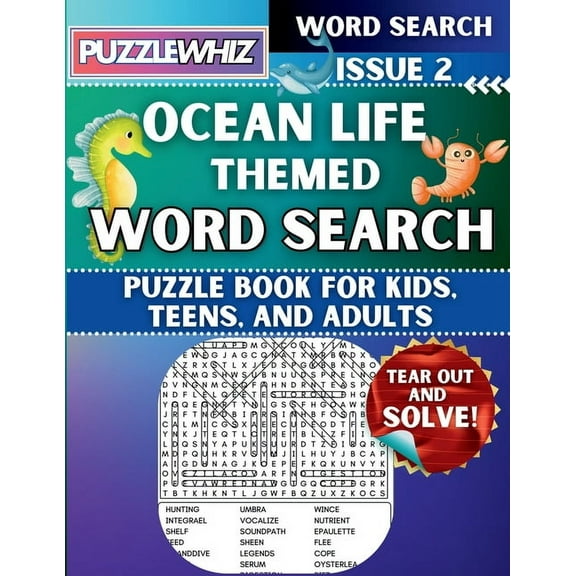 Themed Word Search Puzzles Ocean Life - Themed Word Search - Fun & Educational Puzzles for Kids, Teens, and Adults (Large Print Edition): Featuring, Book 2, (Paperback)