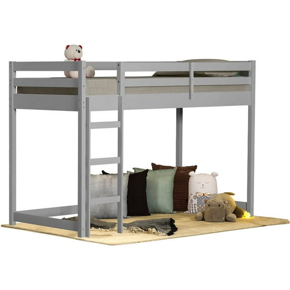 Themes and Rooms Solid Wood Twin Low Loft Bed in Gray