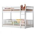 thumbnail image 1 of Themes and Rooms Solid Wood Twin Over Twin Bunk Bed with Guardrail White, 1 of 8