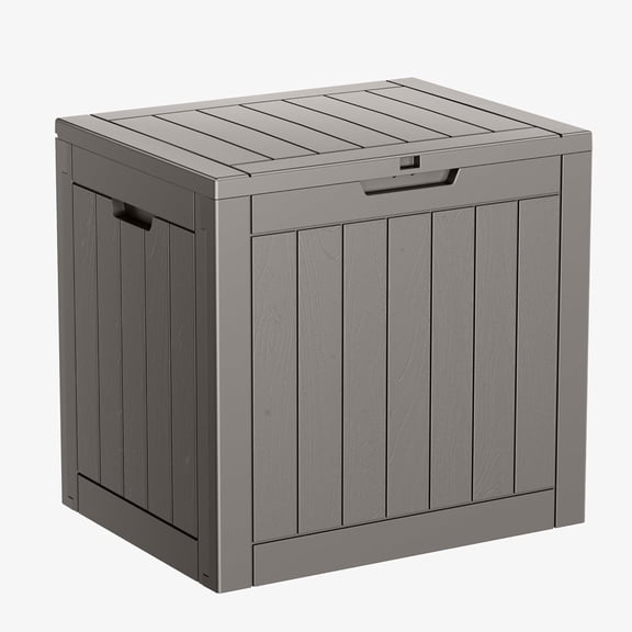 Themis 31 Gallon Resin Deck Box, Lockable Patio Outdoor Storage Box for Furniture, Garden Tools and Tools Storage, Waterproof Outside Storage Boxes - Grey