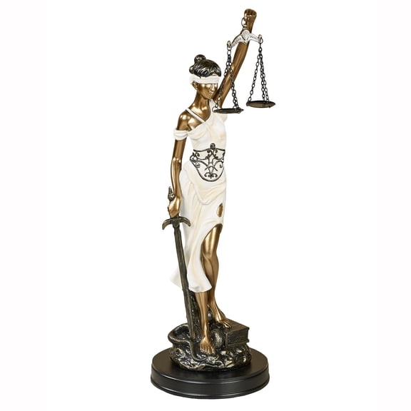 Themis Blind Justice Tabletop Statue 6"Wx6"Dx19"H Ivory Gold