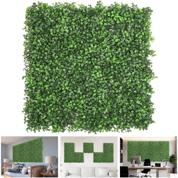 Themis20"x20"-16PC Artificial Greenery Boxwood Panels Grass Wall Panel, Faux Privacy Fence Ivy Screens Backdrop Fake Hedge for Indoor Outdoor Wedding Dcor, Green Milan Boxwood Panel