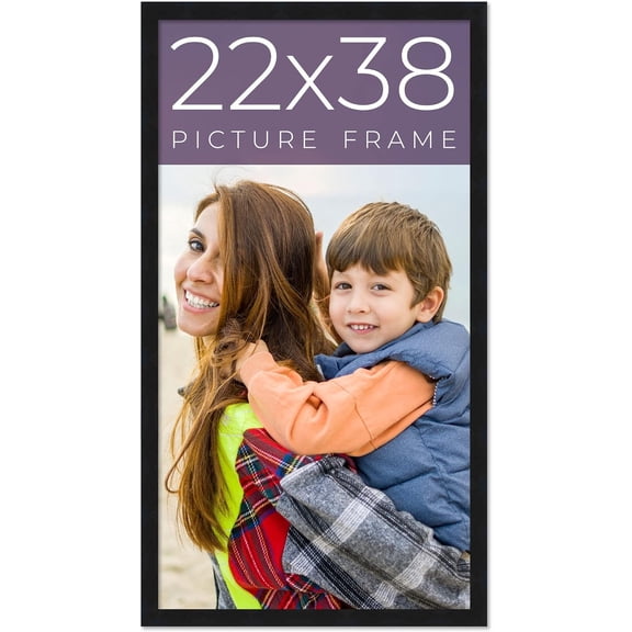 Themis22x38 Frame Black Picture Frame Width 0.75 Inches | Interior Frame Depth 0.5 Inches | Noir Classique Mid Century Photo Frame Complete with UV Acrylic, Foam Board Backing & Hanging Hardware