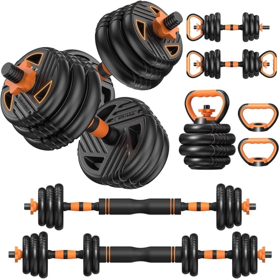 Themis33/44/66/88lbs Adjustable Dumbbell Set with Connector for Home Gym Workout | 5 in 1 Free Weights Dumbbells Set, Weights Set Used as Barbell, Kettlebells, Push up Stand, Weight Plate