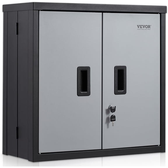 ThemisFoldable Wall Cabinet, Metal Garage Locker Mounted 26" Small Tool Chest 240 LBS Loading Capacity Adjustable Shelf Magnetic Door File for Warehouse Office Home Black