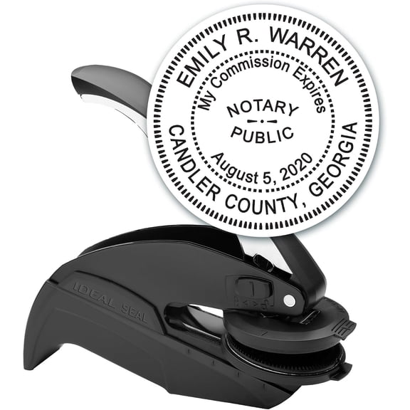 ThemisNotary Seal Round Embosser for Georgia State - Includes Gold Burst Seal Labels (50 Count)