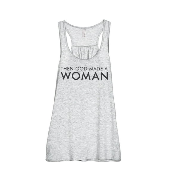Then God Made A Woman Women's Fashion Sleeveless Flowy Racerback Workout Yoga Tank Top Sport Grey Medium